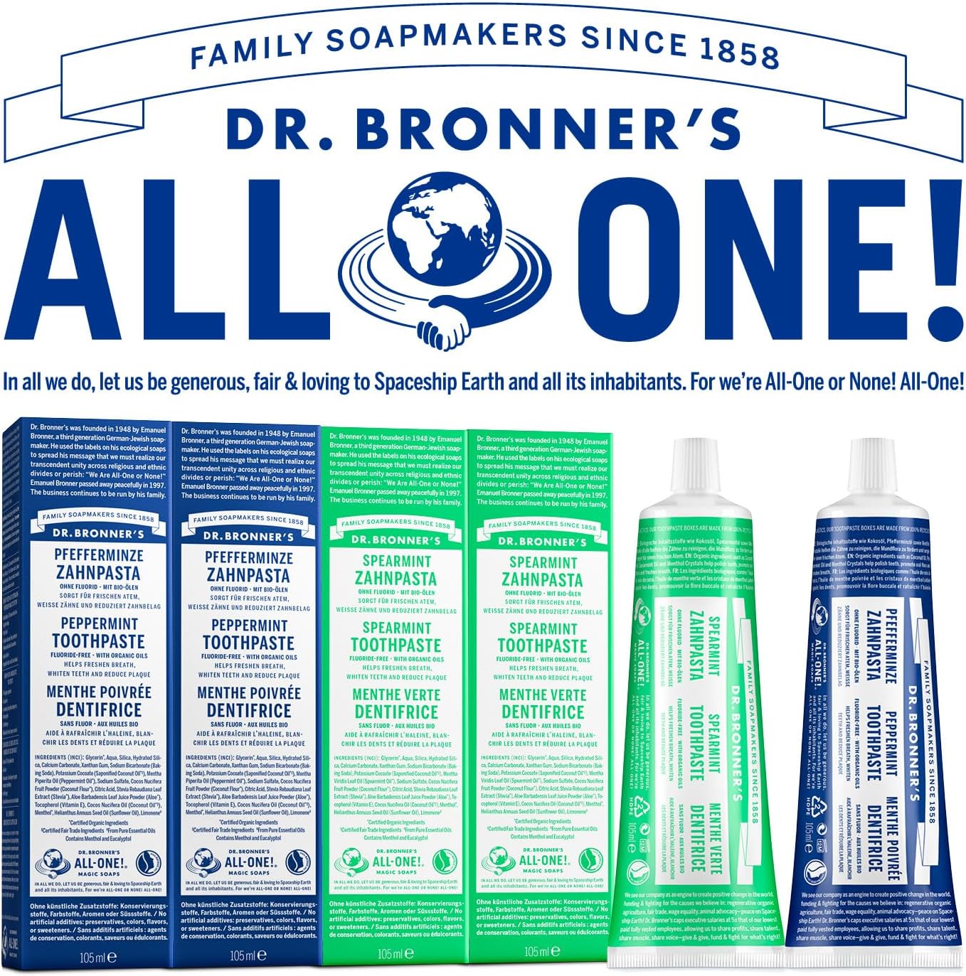Dr. Bronner's All One Peppermint Toothpaste 105 ml Pack of 2 - view 6